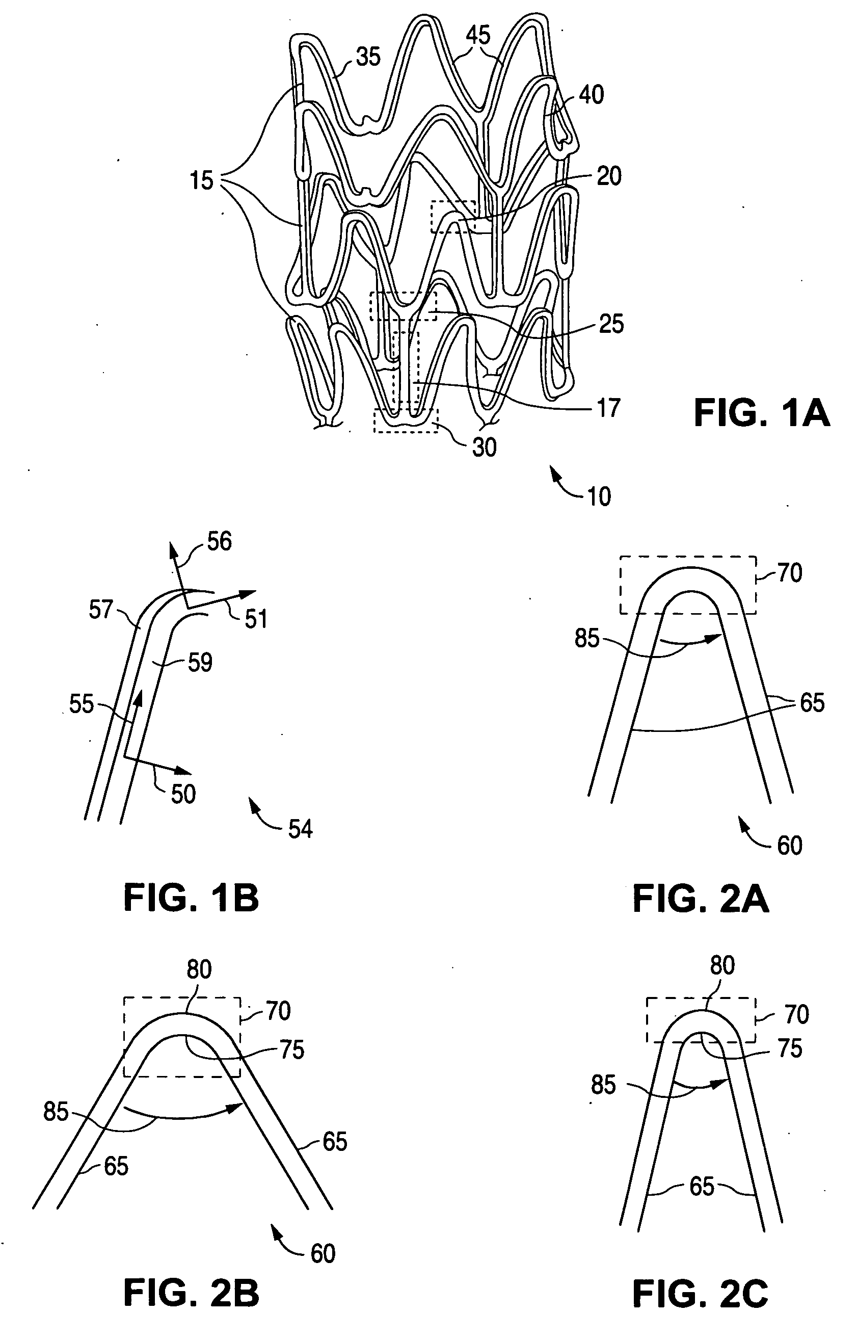 Stent with flexible sections in high strain regions