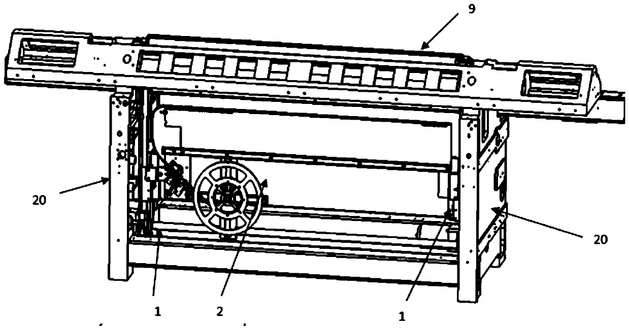 Opening device for automatic threading plate of flat knitting machine
