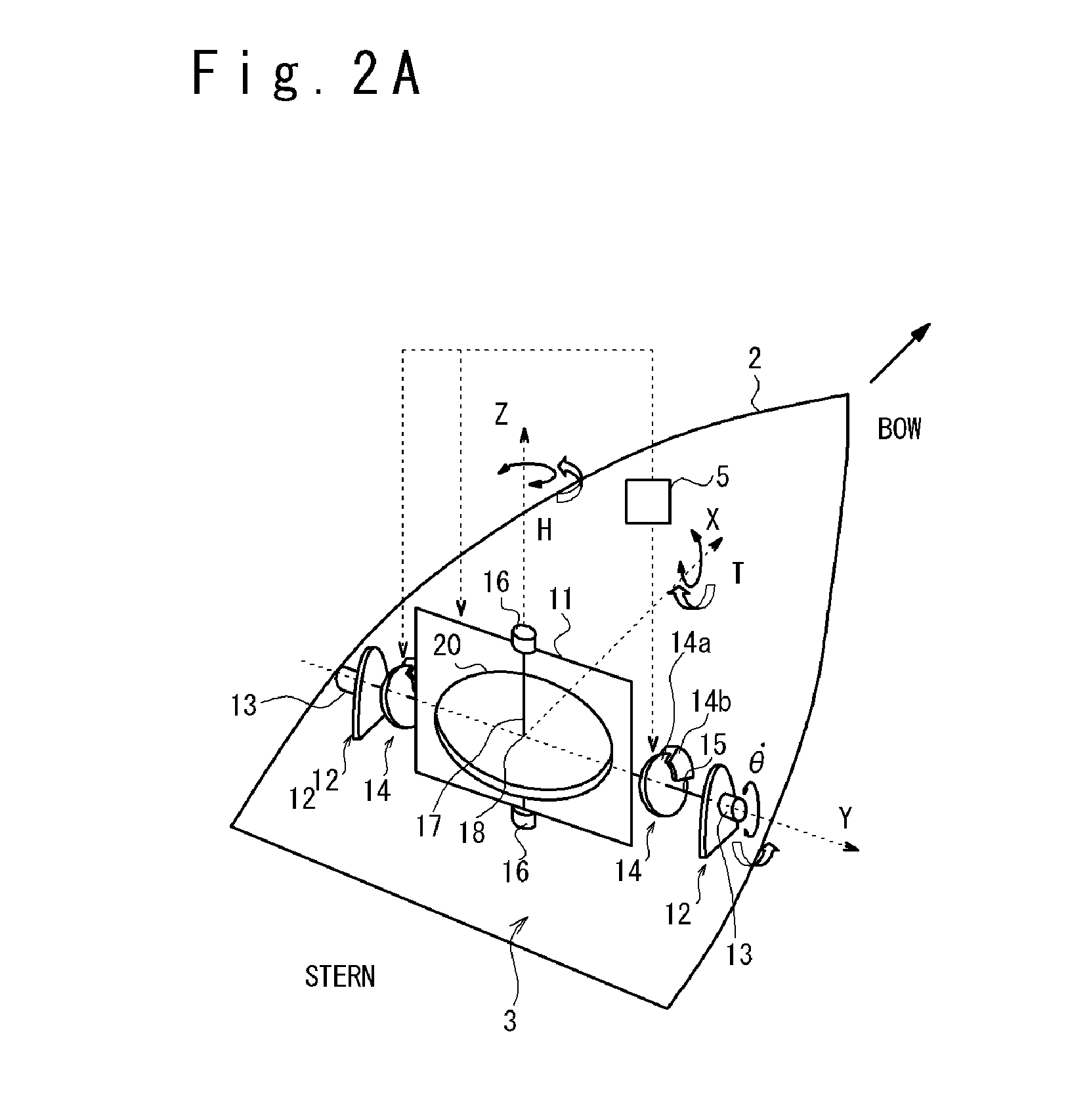 Swinging motion reducing apparatus and ship using the same