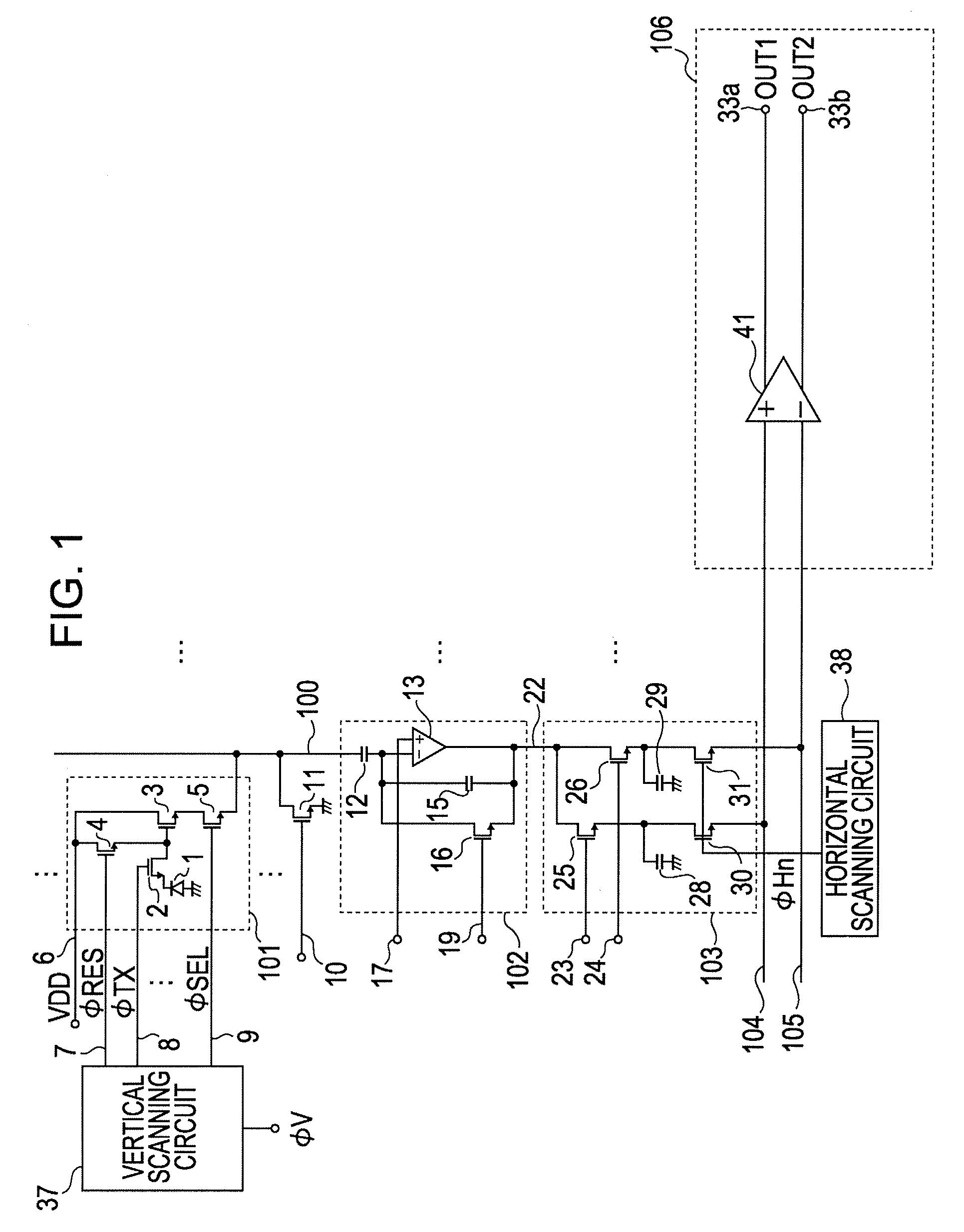 Photoelectric conversion apparatus with fully differential amplifier