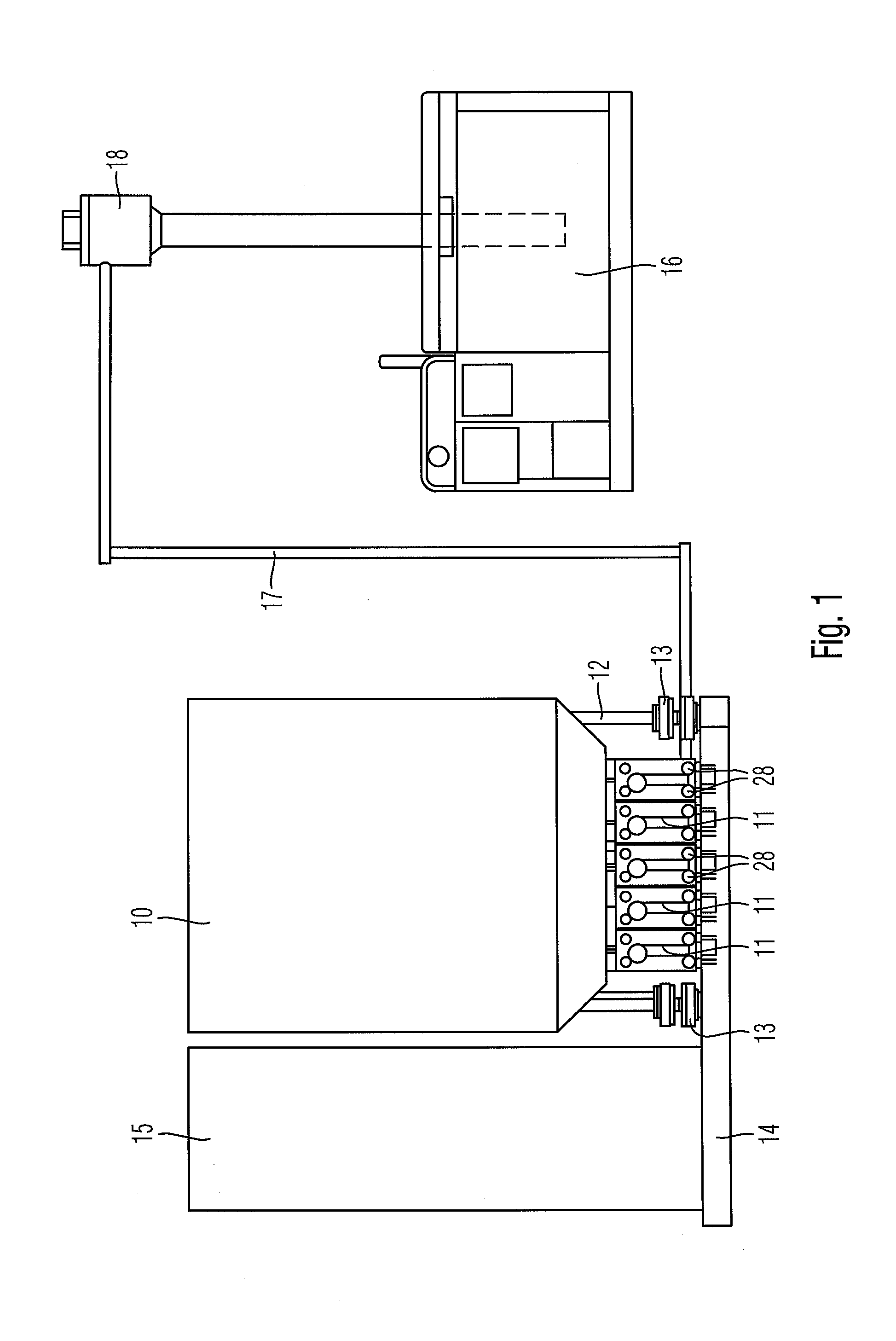 Device and arrangement for filling processing stations