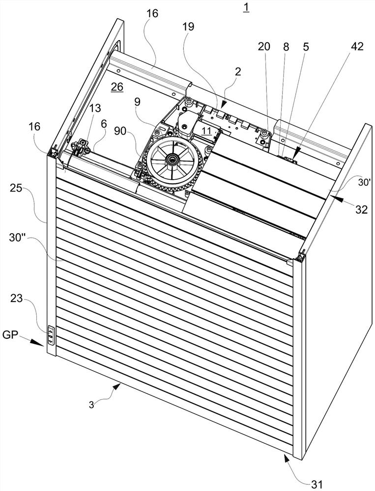 Closing assembly, in particular for furniture of cabinet type