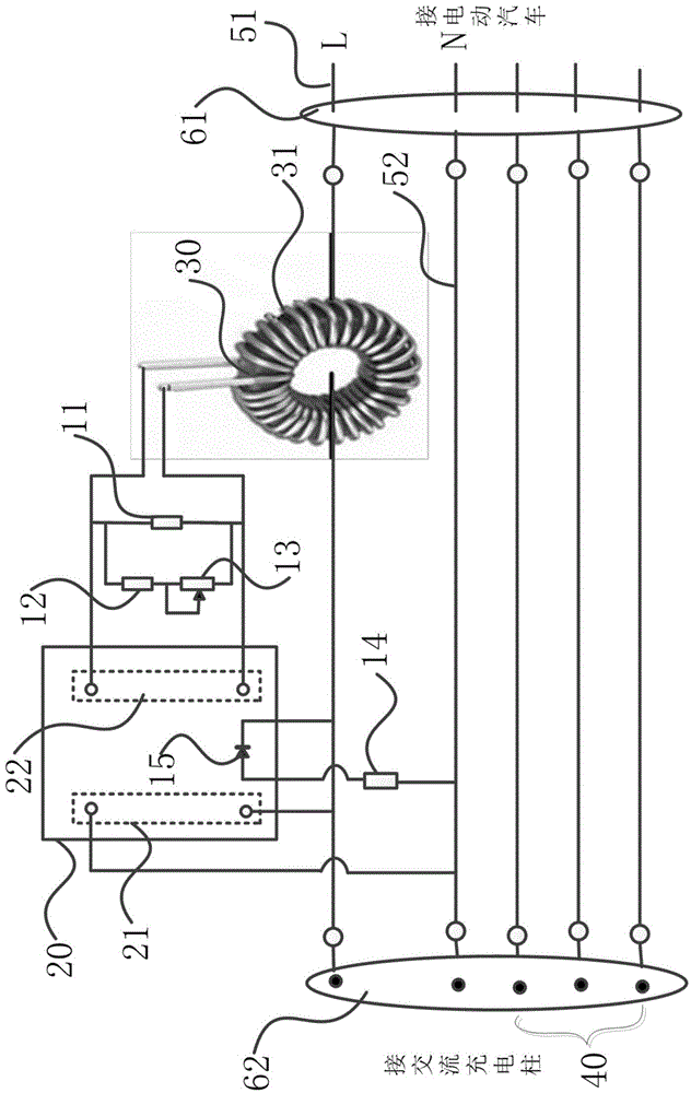 Electric vehicle AC charging connection device with measurement and detection port