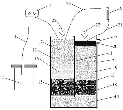 Constructed wetland and microbial fuel cell wastewater treatment coupling device