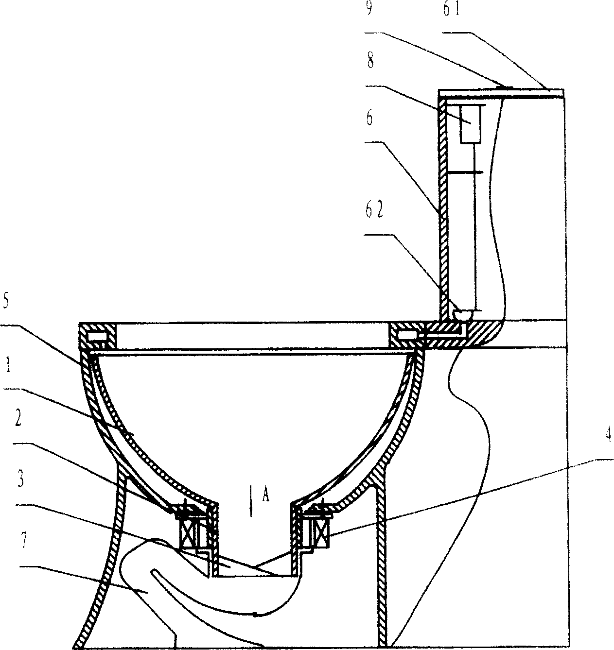 Feces forced drainage device and closet with same