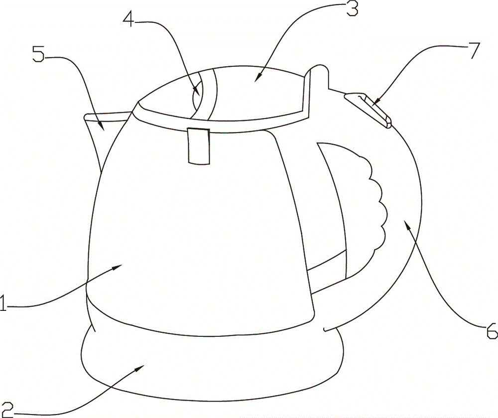 Electric kettle with automatic power-off function available in case of gap in kettle lid