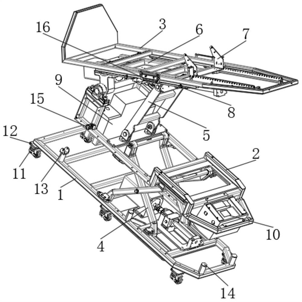 Lifting frame and liftable inclined bed thereof