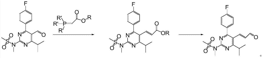 Preparation method of (E)-3-[4-(4-fluorophenyl)-6-isopropyl-2-(N-methyl-N-methanesulfonylamino) pyrimidine-5-yl] acrolein