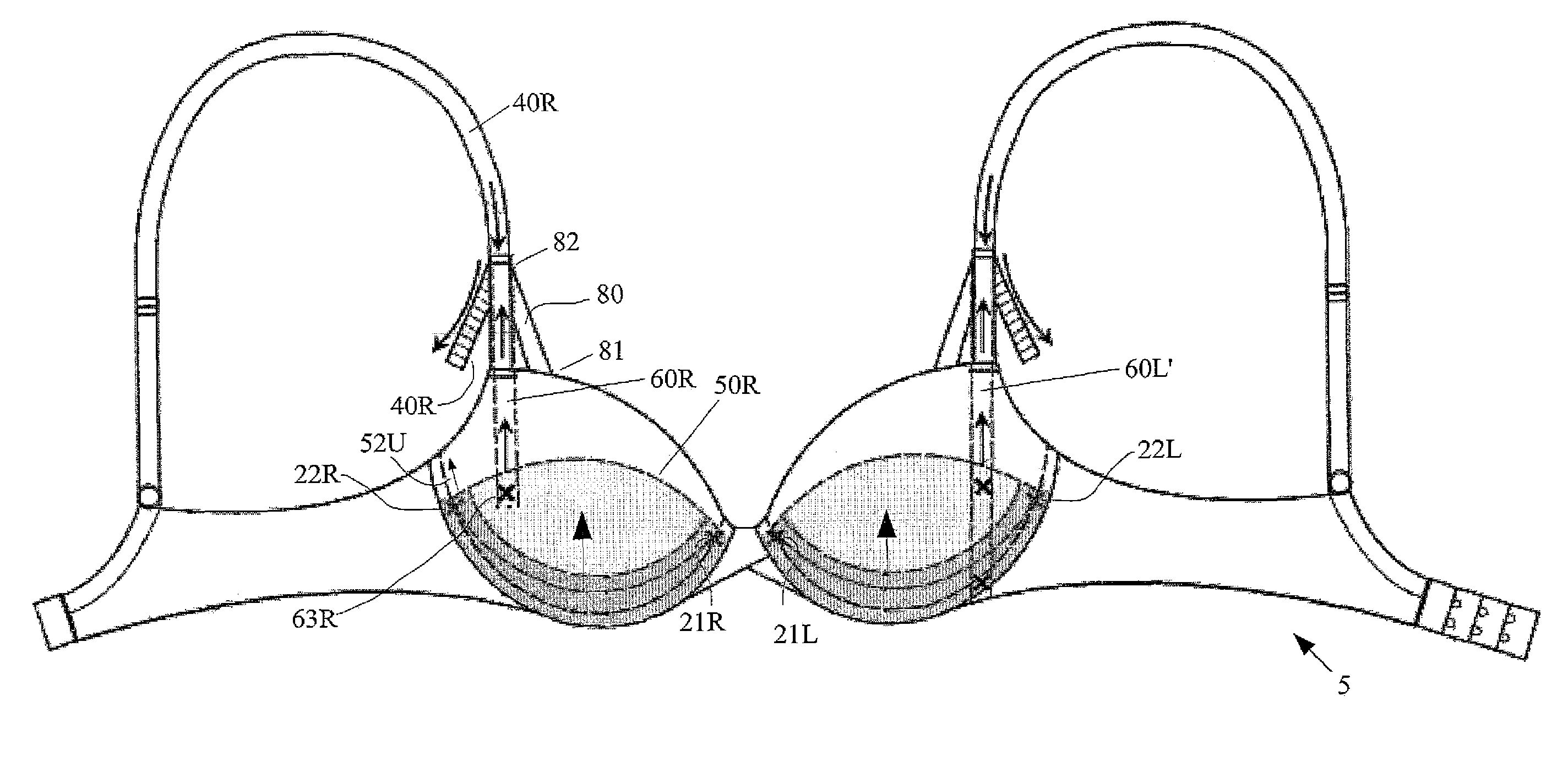 Brassiere with customizable vertical lift