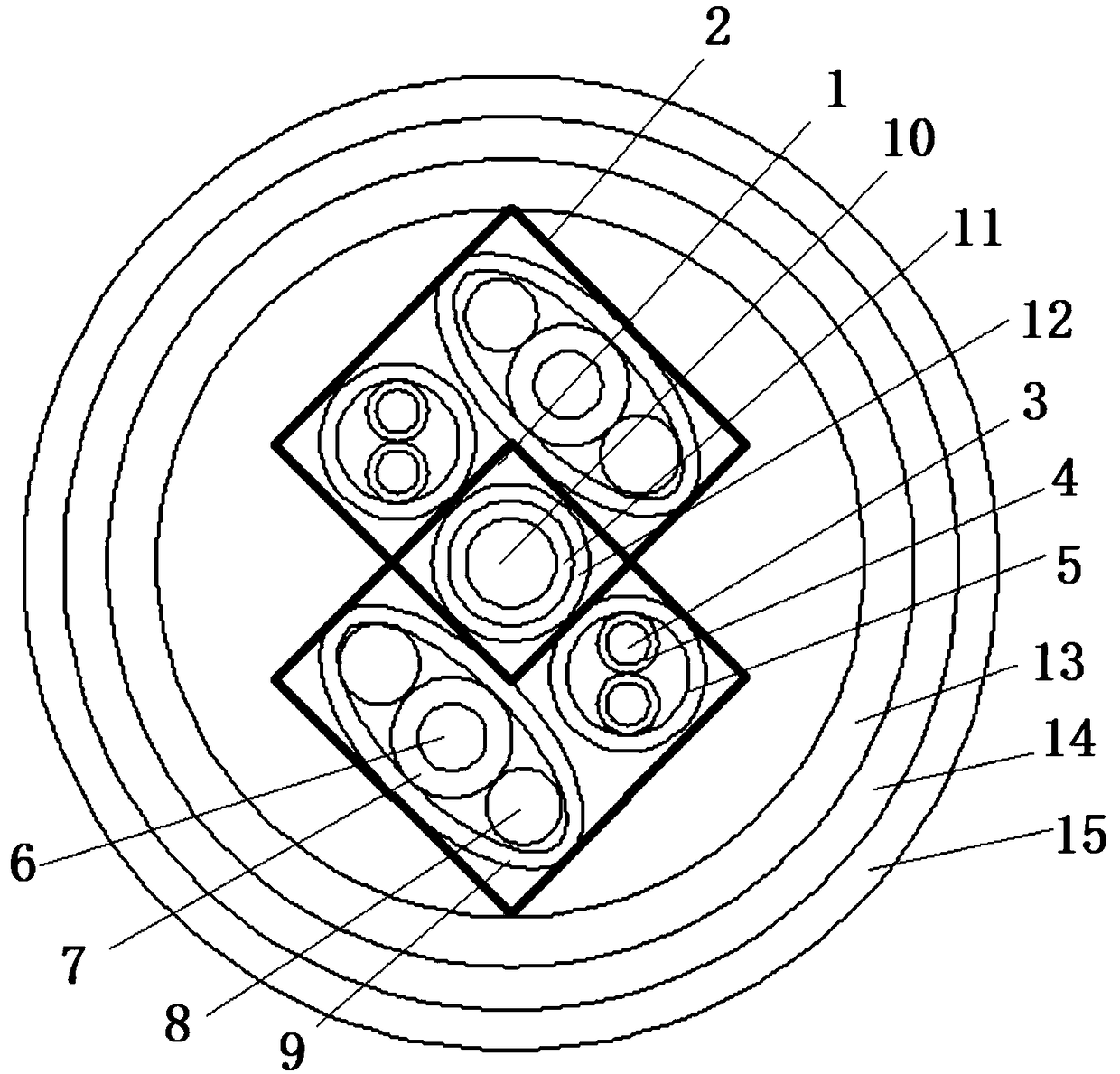 Water-blocking composite cable for offshore oil platform