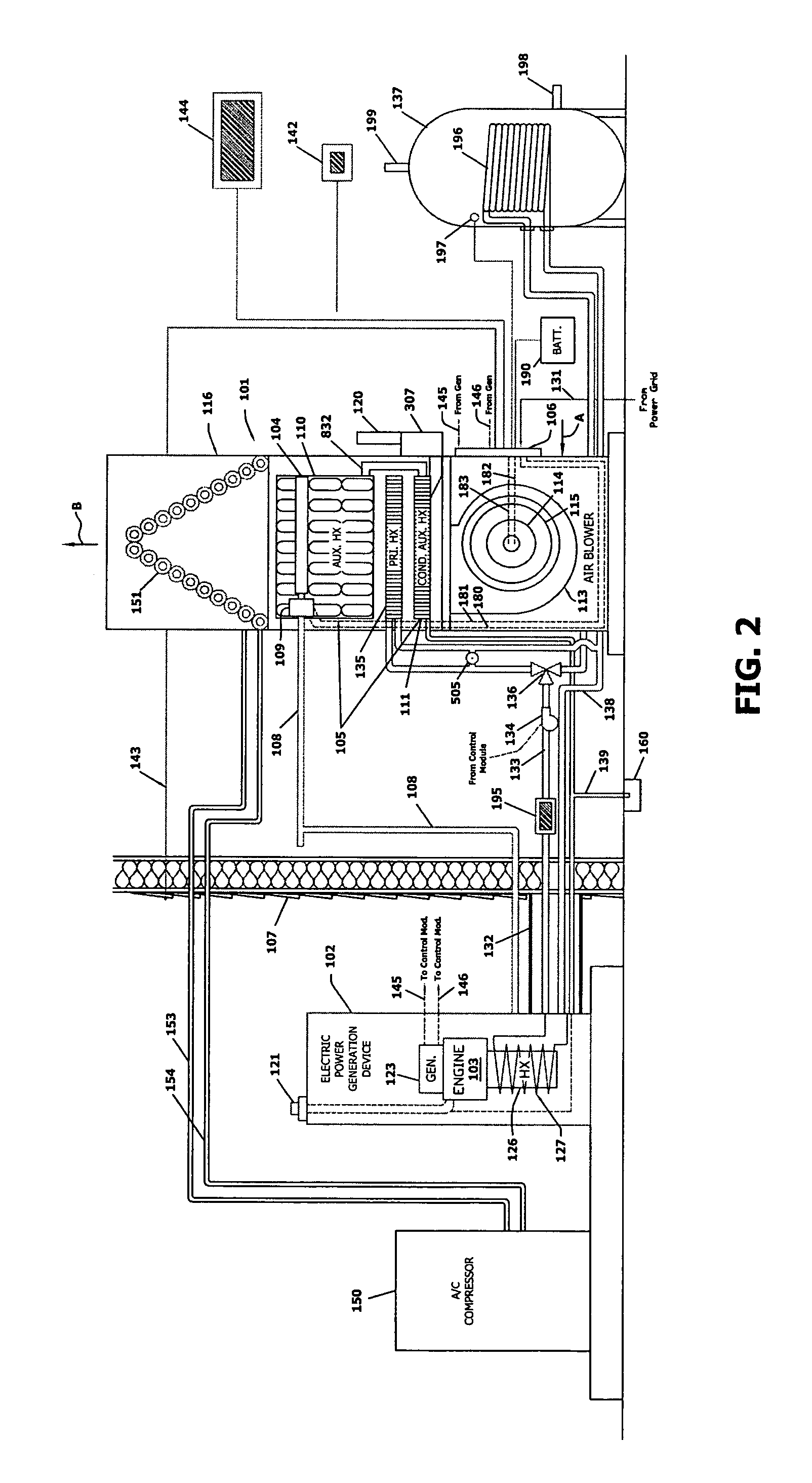 System and method for warm air space heating with electrical power generation