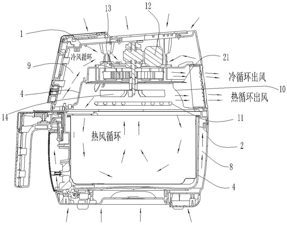 Air fryer with efficient cold air circulation function