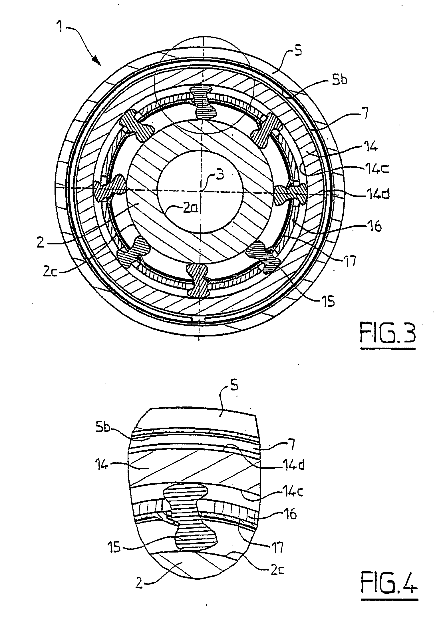 Freewheel bearing device with torque limiter