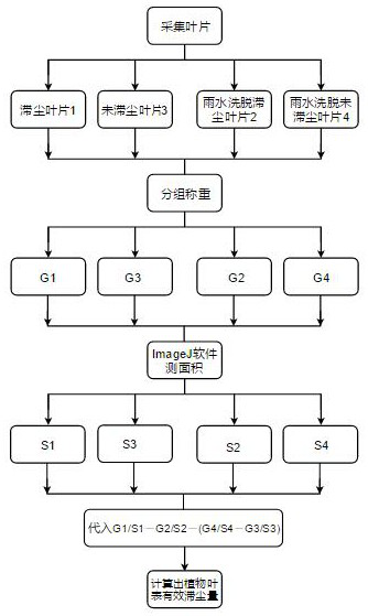 A method for determining the effective dust retention on the leaf surface of plant leaves