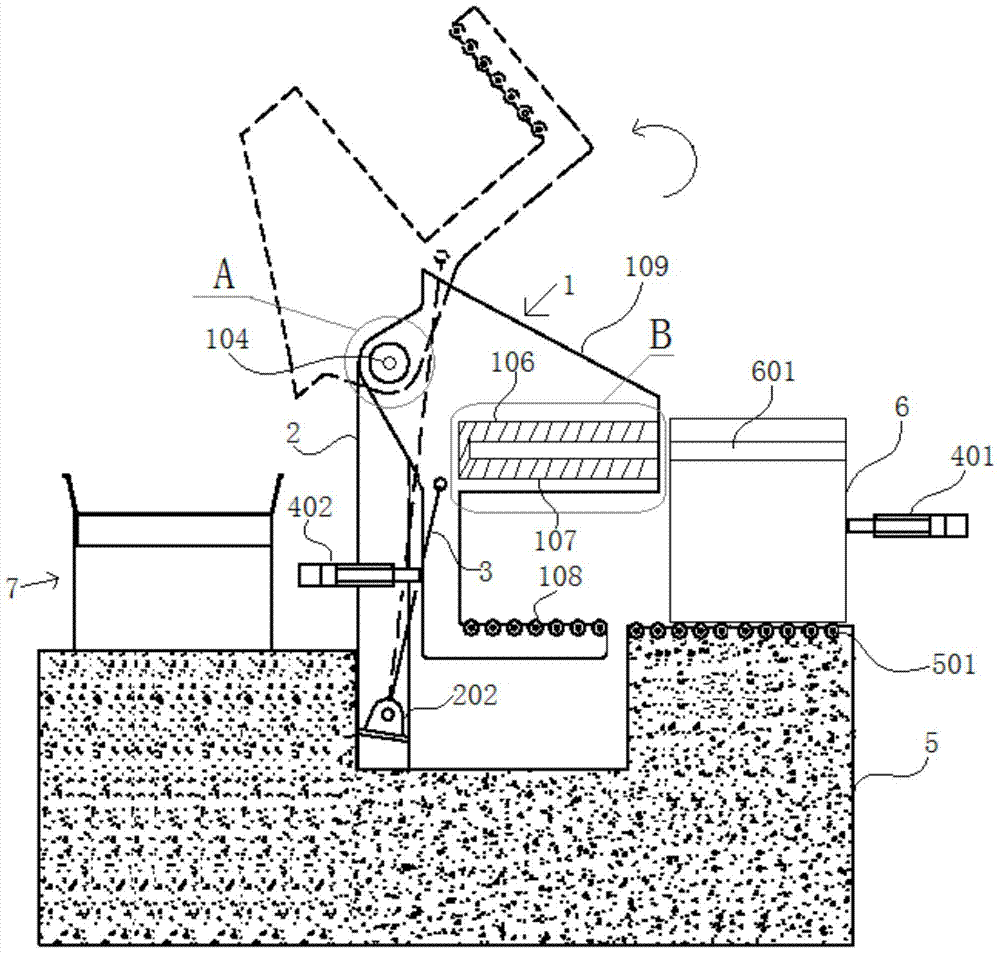 A kind of turning box desanding system for wear-resistant parts casting