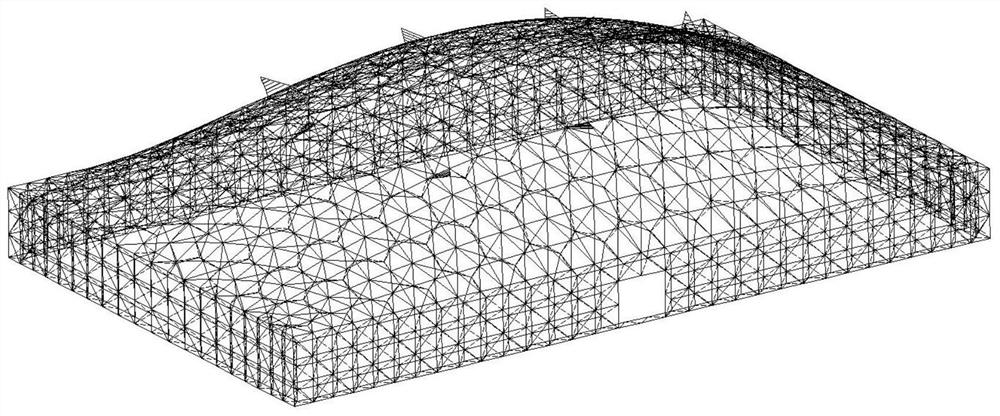 Construction method of grid-type large-span rectangular dome energy-saving greenhouse without pillars