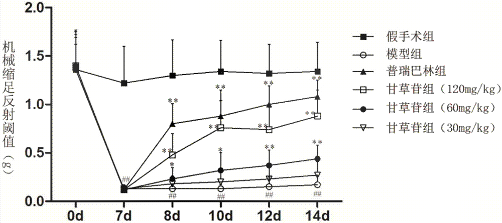 Pharmaceutical purpose of liquirtin treating neuropathic pain