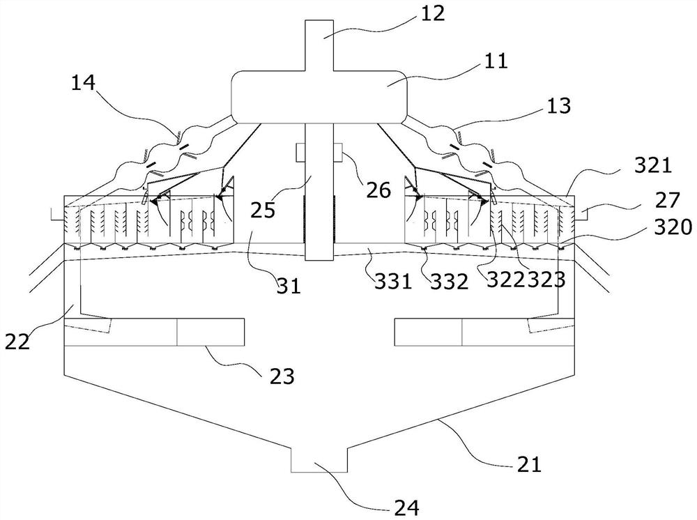 A multi-stage sedimentation non-rake thickening device including a laminar diversion sedimentation screen