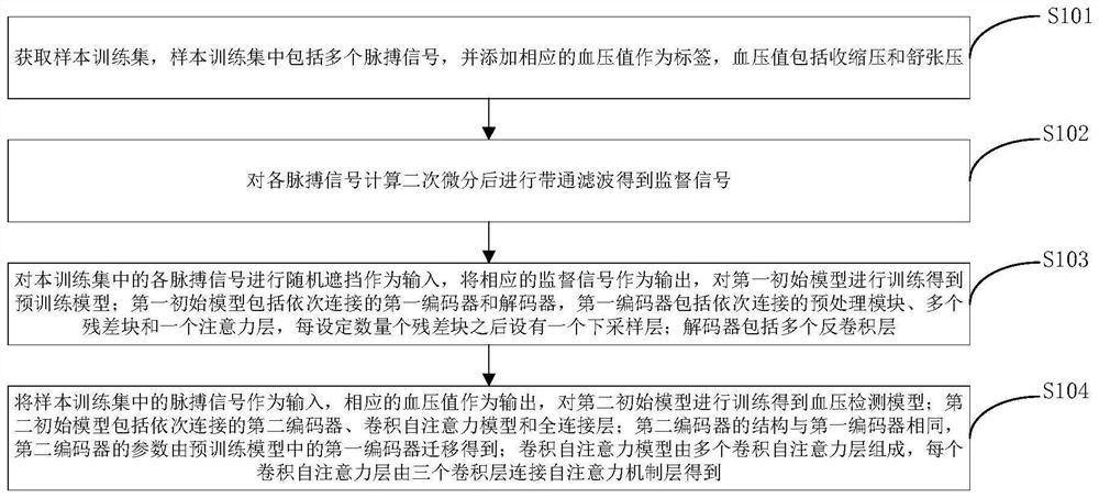 Non-contact blood pressure detection model training method and blood pressure detection method and device