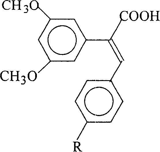 1-carboxy-1-(3,5-dimethoxy phenyl)-2-(4-r group phenyl) ethano and preparation method thereof