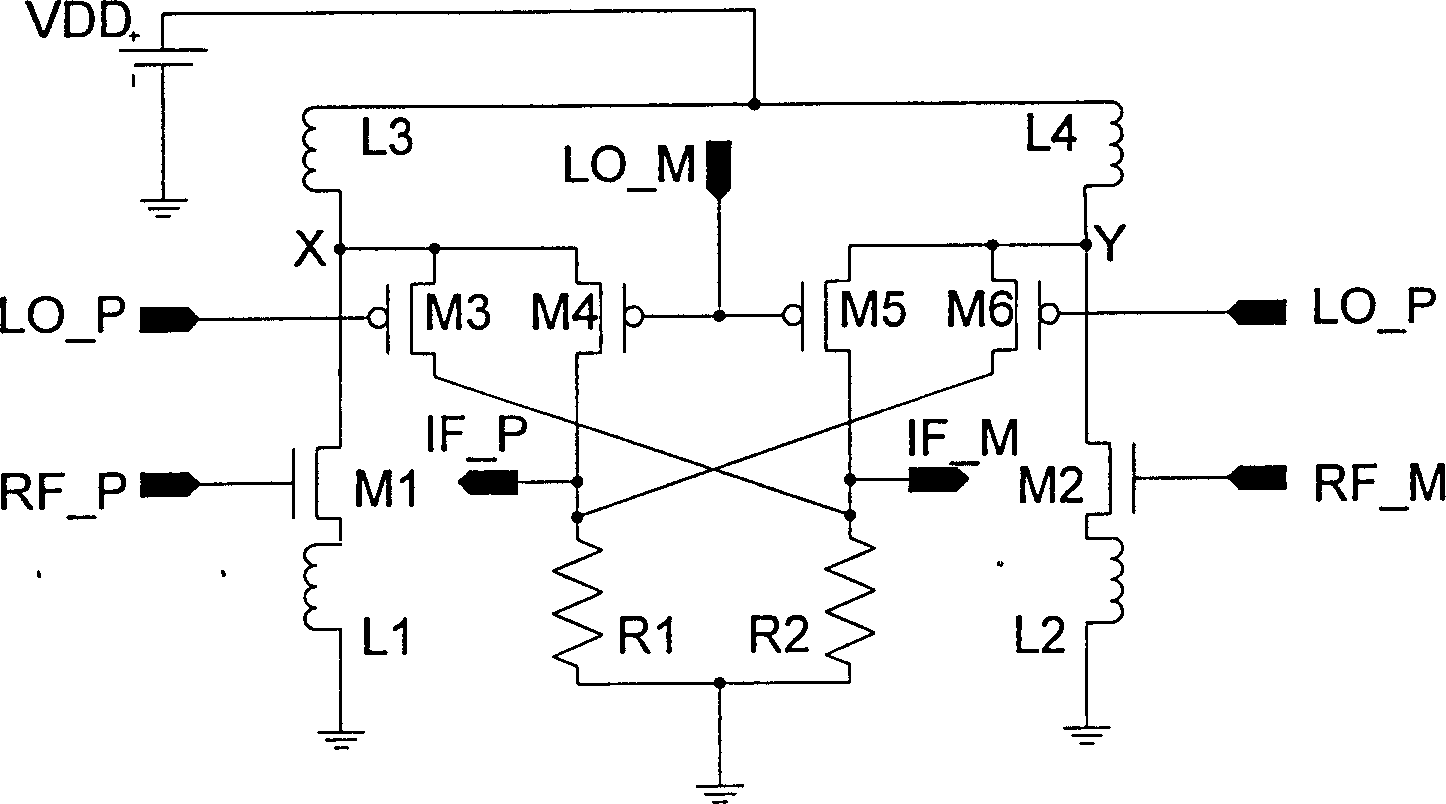 Gilbert mixer with folding structure