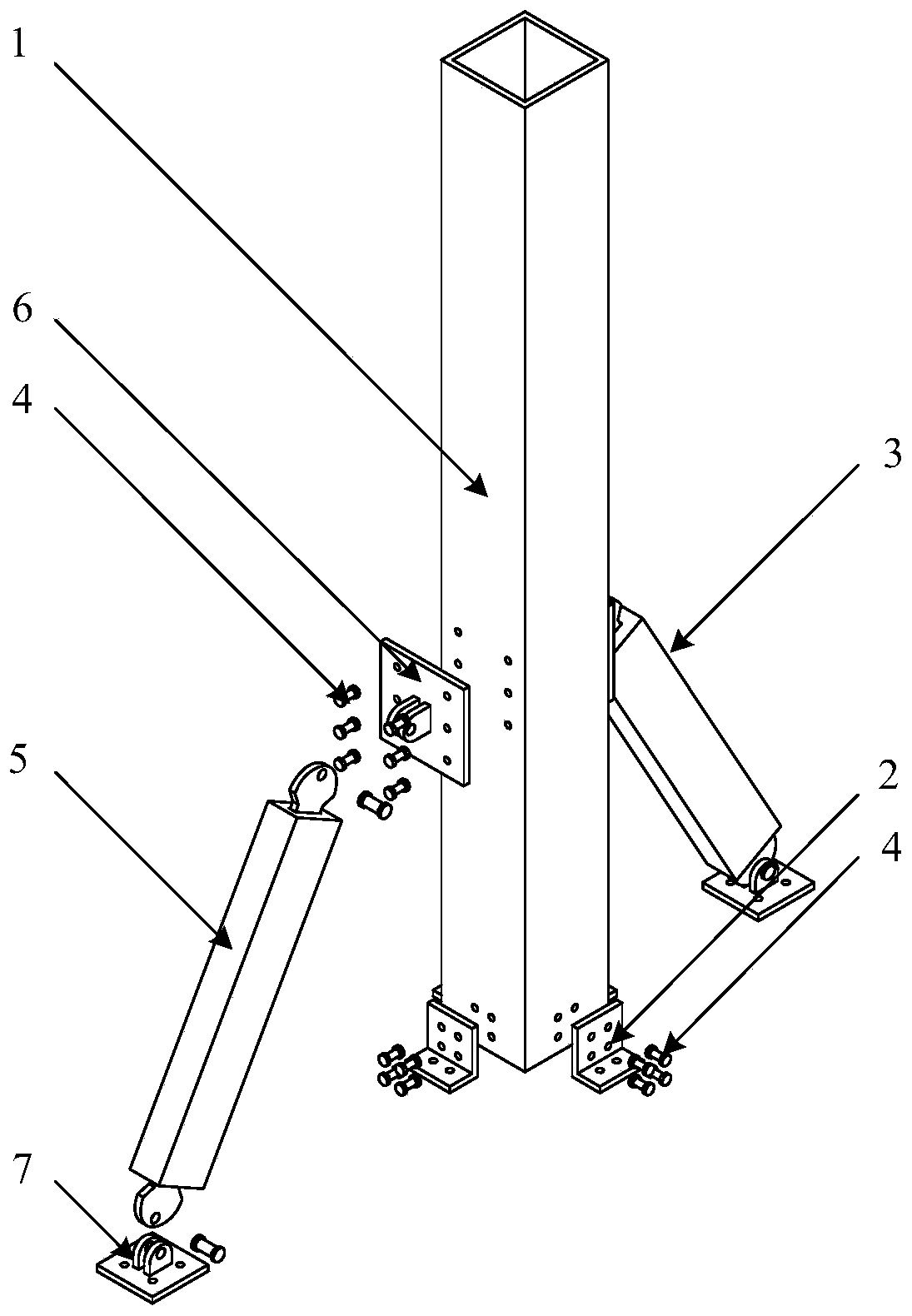 Post-earthquake recoverable L-shaped piece connecting column foot node with additional oblique side-resisting BRB