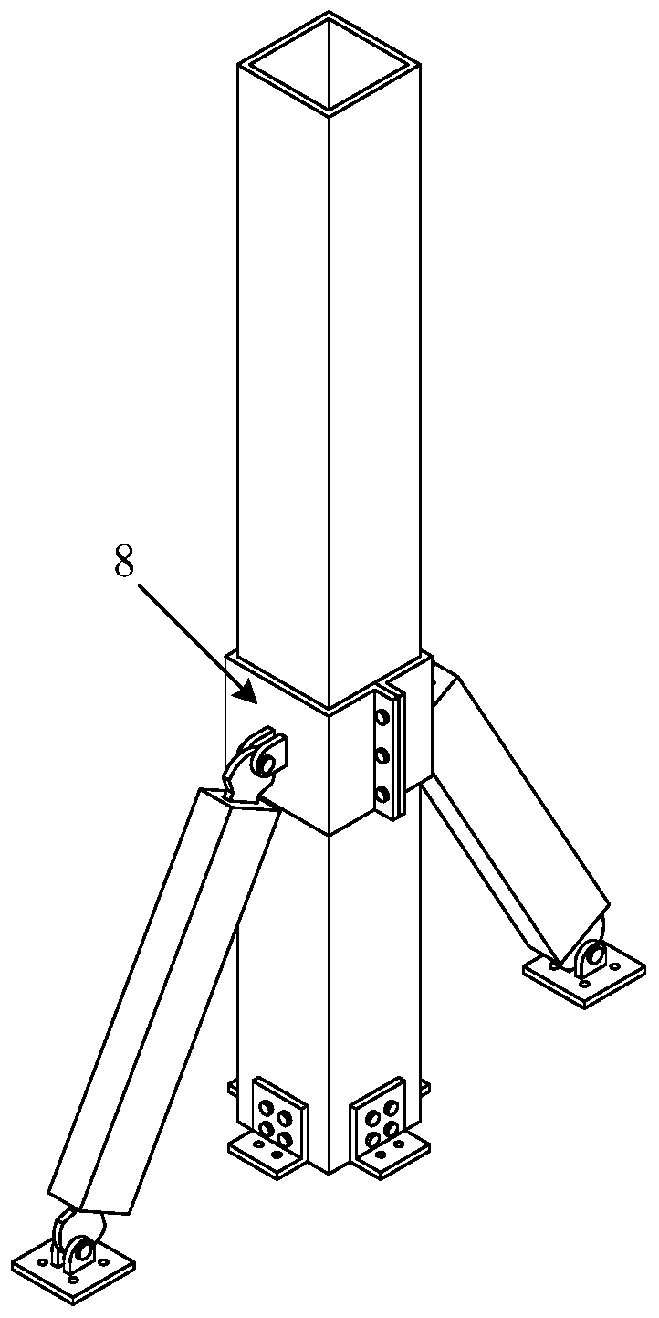 Post-earthquake recoverable L-shaped piece connecting column foot node with additional oblique side-resisting BRB