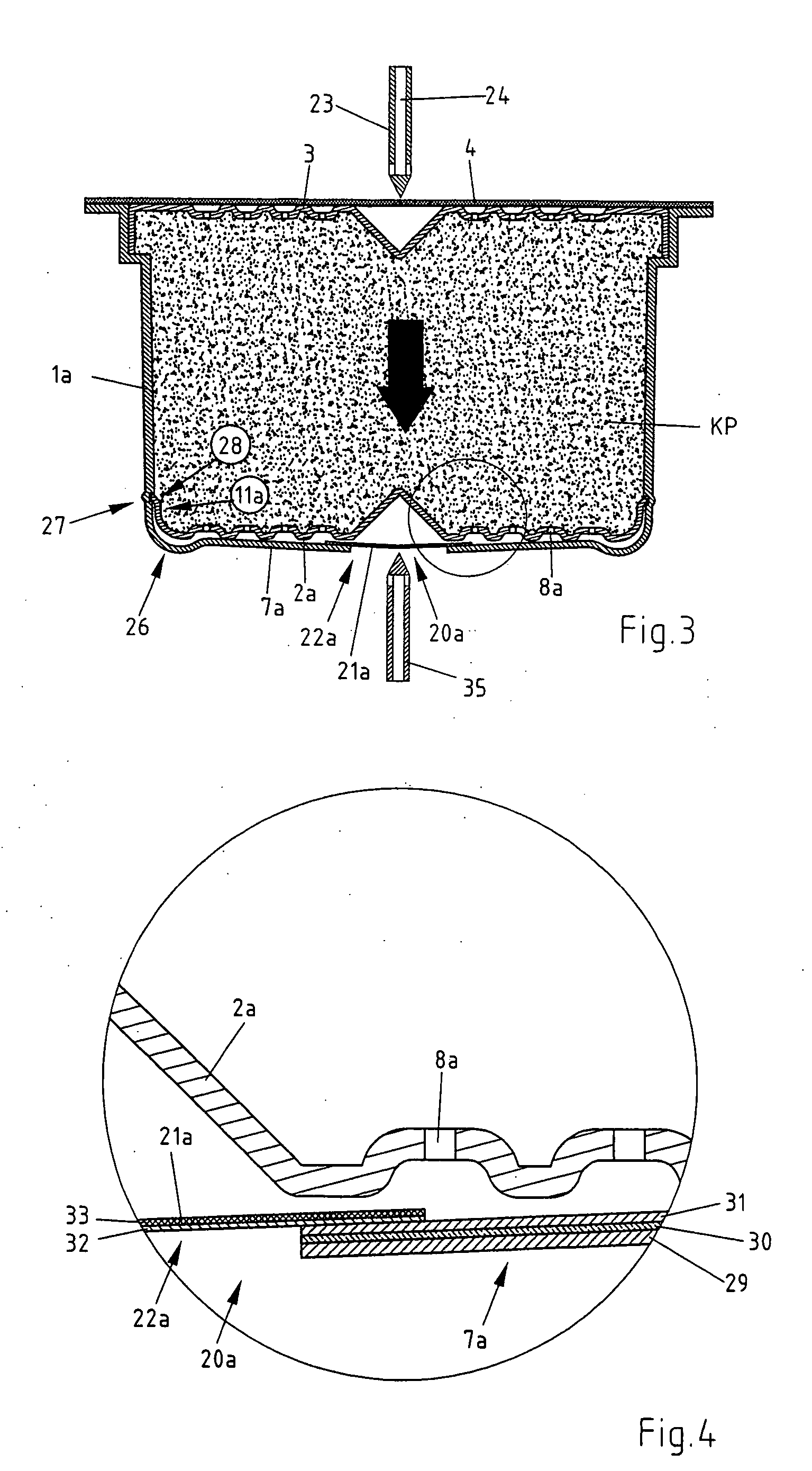 Cartridge containing one serving of coffee powder for preparing a coffee beverage