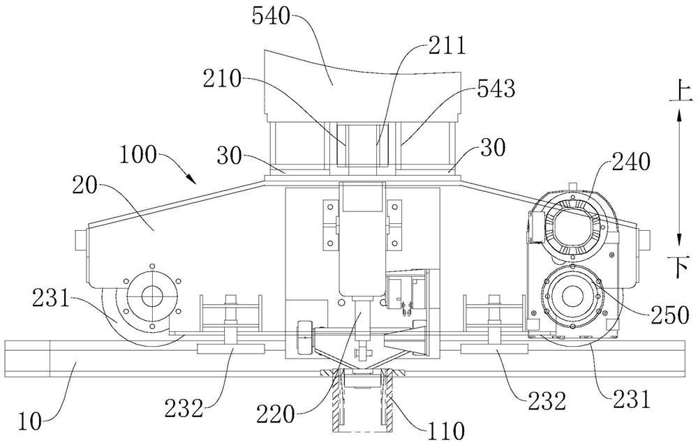 A trolley assembly and a track assembly for driving the movement of a turnout beam