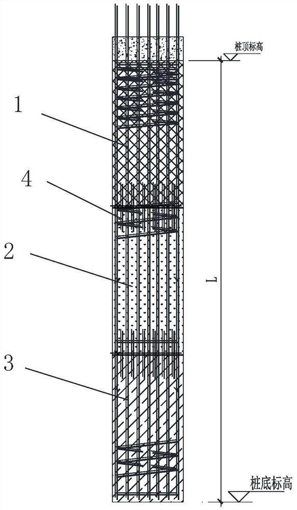 Pile body variable concrete strength grade cast-in-place pile and strength grade determining method thereof