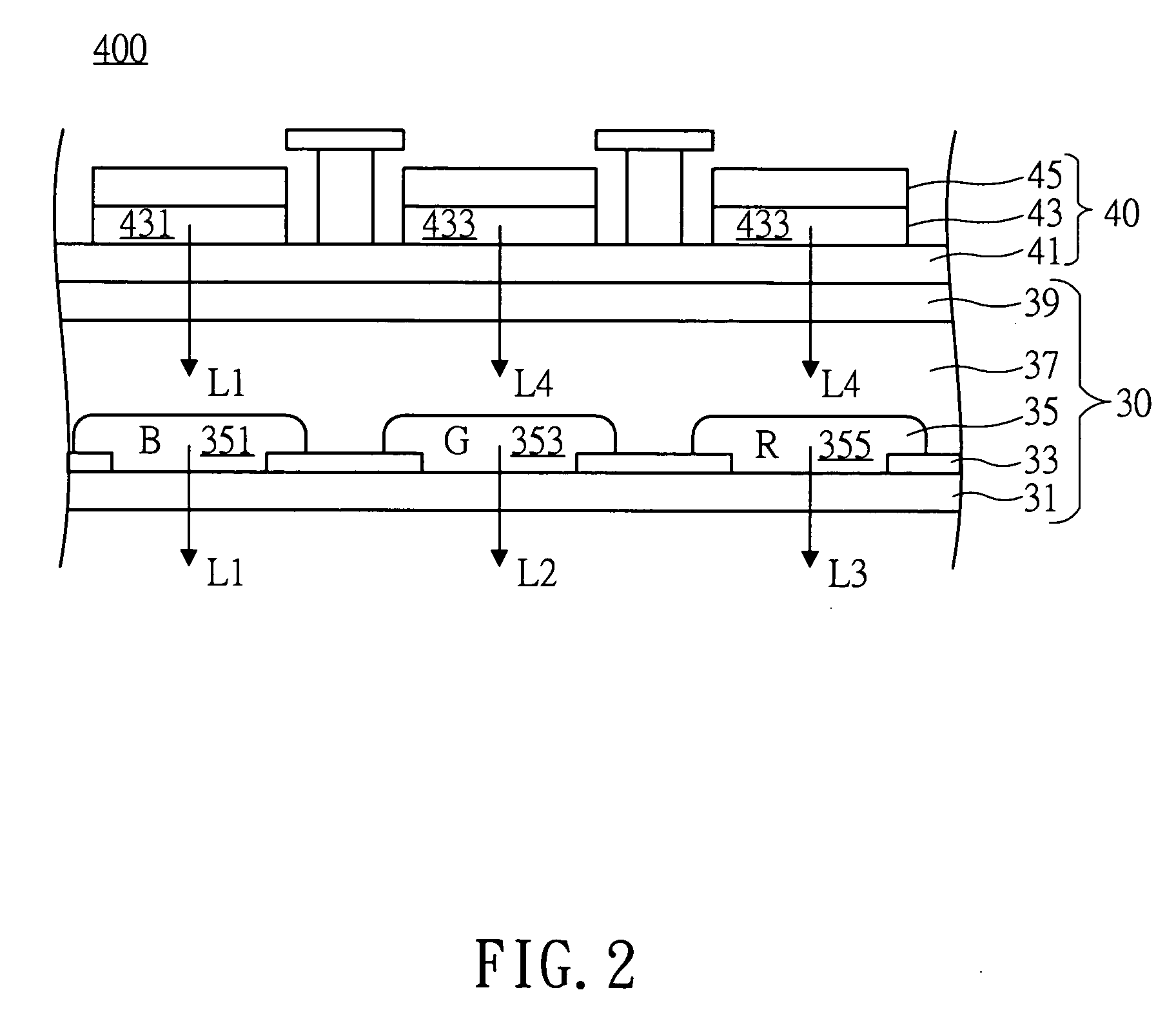Full color organic electroluminescent display device and method for manufacturing the same