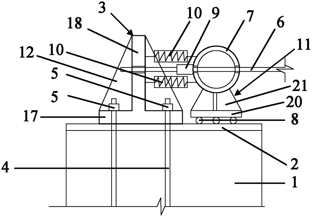 Spherical joint sliding support with effect of relieving internal force of guy cable