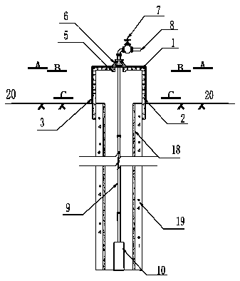 Circular inverted filter well mouth device with two purposes of recharging and pumping