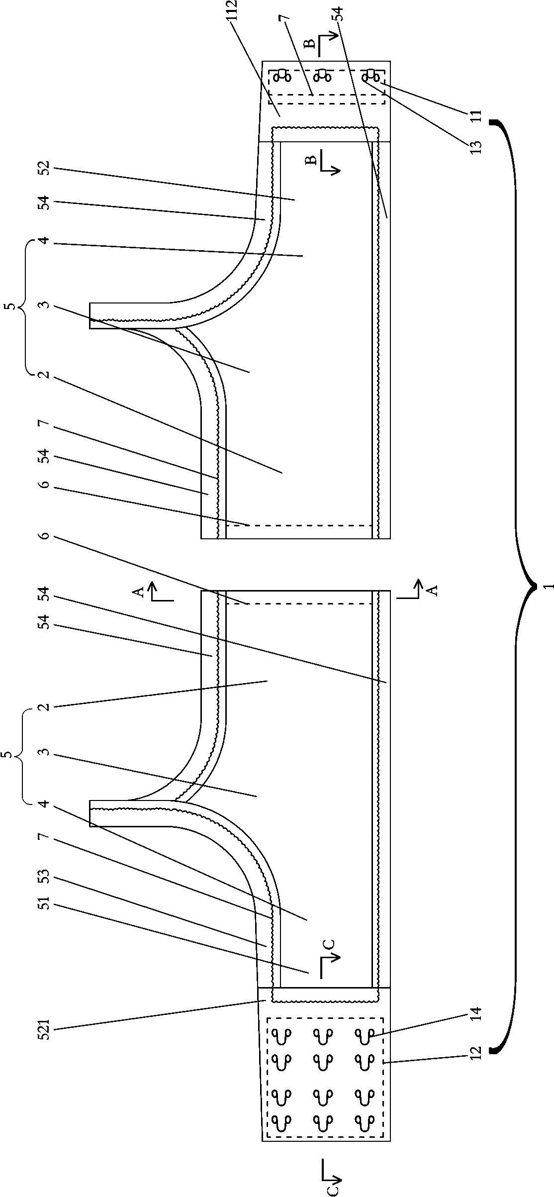 Structure integrating side pieces, rear pieces and back straps for bras and production process of structure