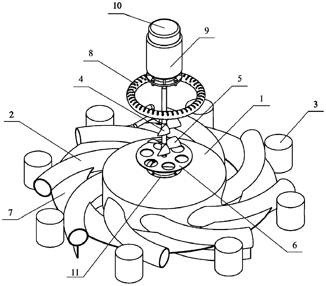 Jellyfish imitation offshore oil clearing device and system based on air flotation technology