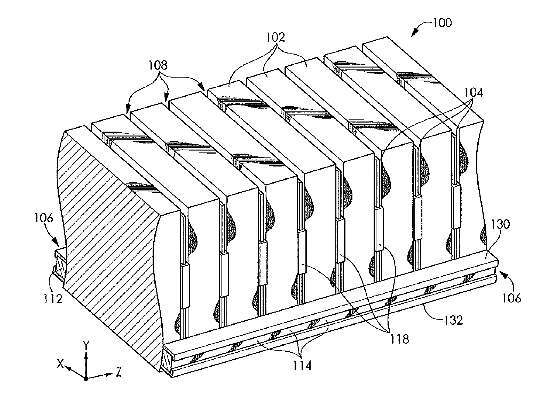 Battery cell module with sliding repeating elements