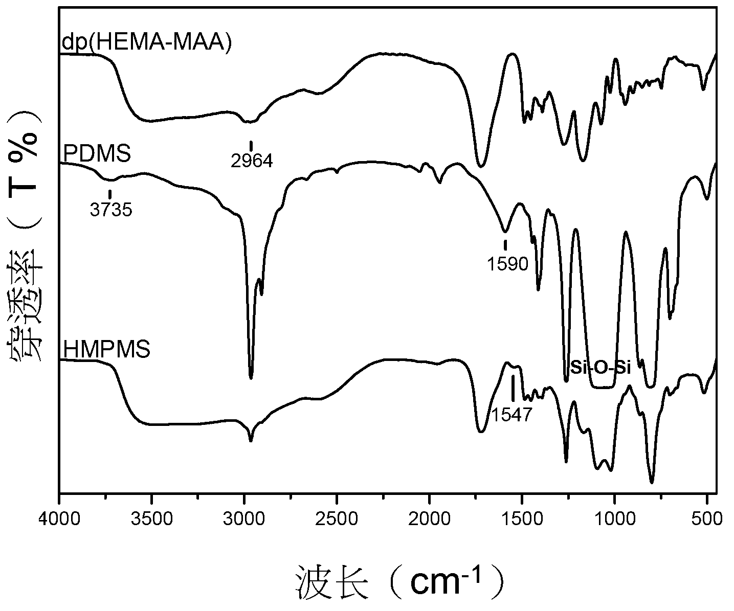 Dimethyl-siloxane-modified poly(2-hydroxyethyl methacrylate-methacrylic acid) amphiphilic copolymer and preparation method thereof
