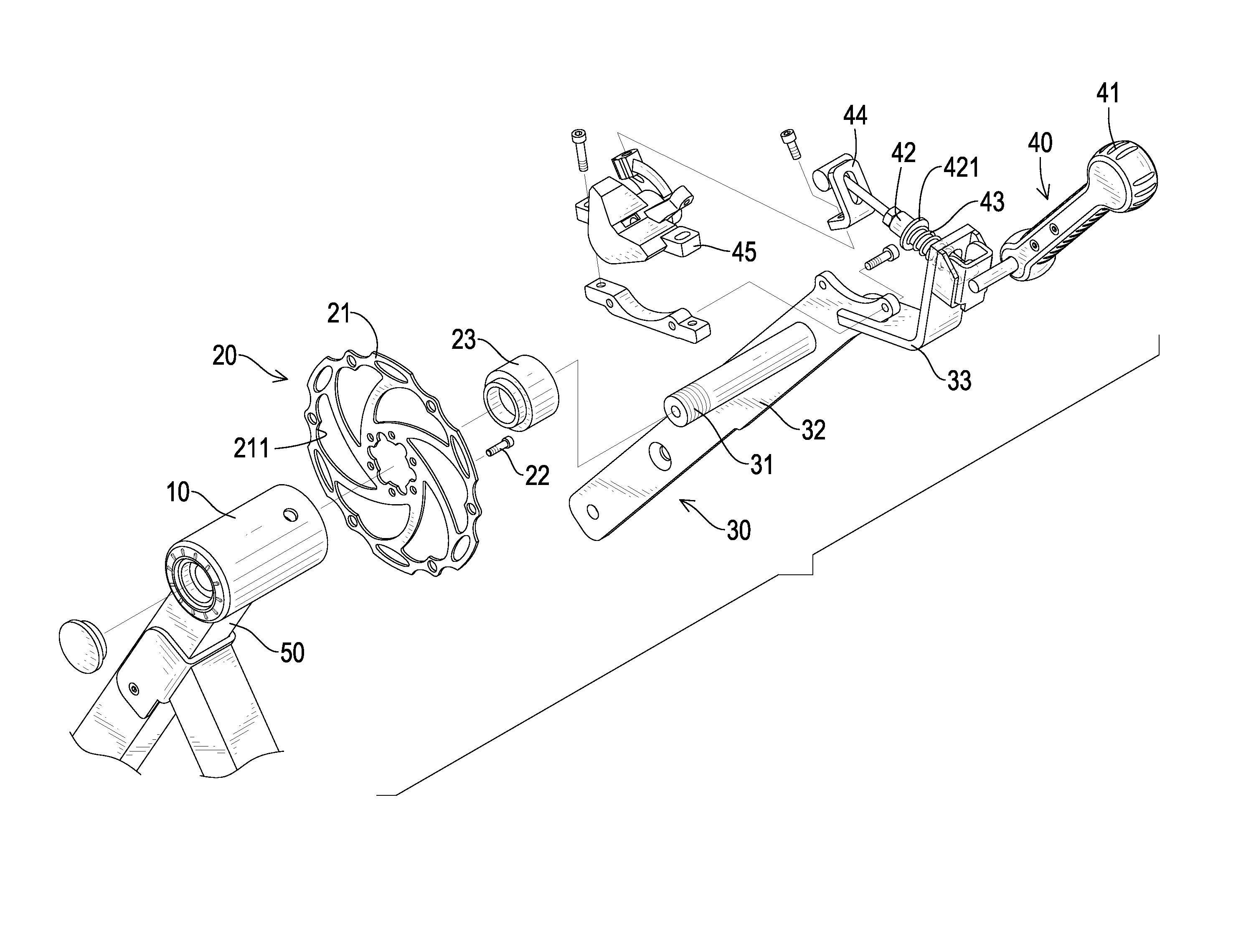 Disc brake device of an inversion table