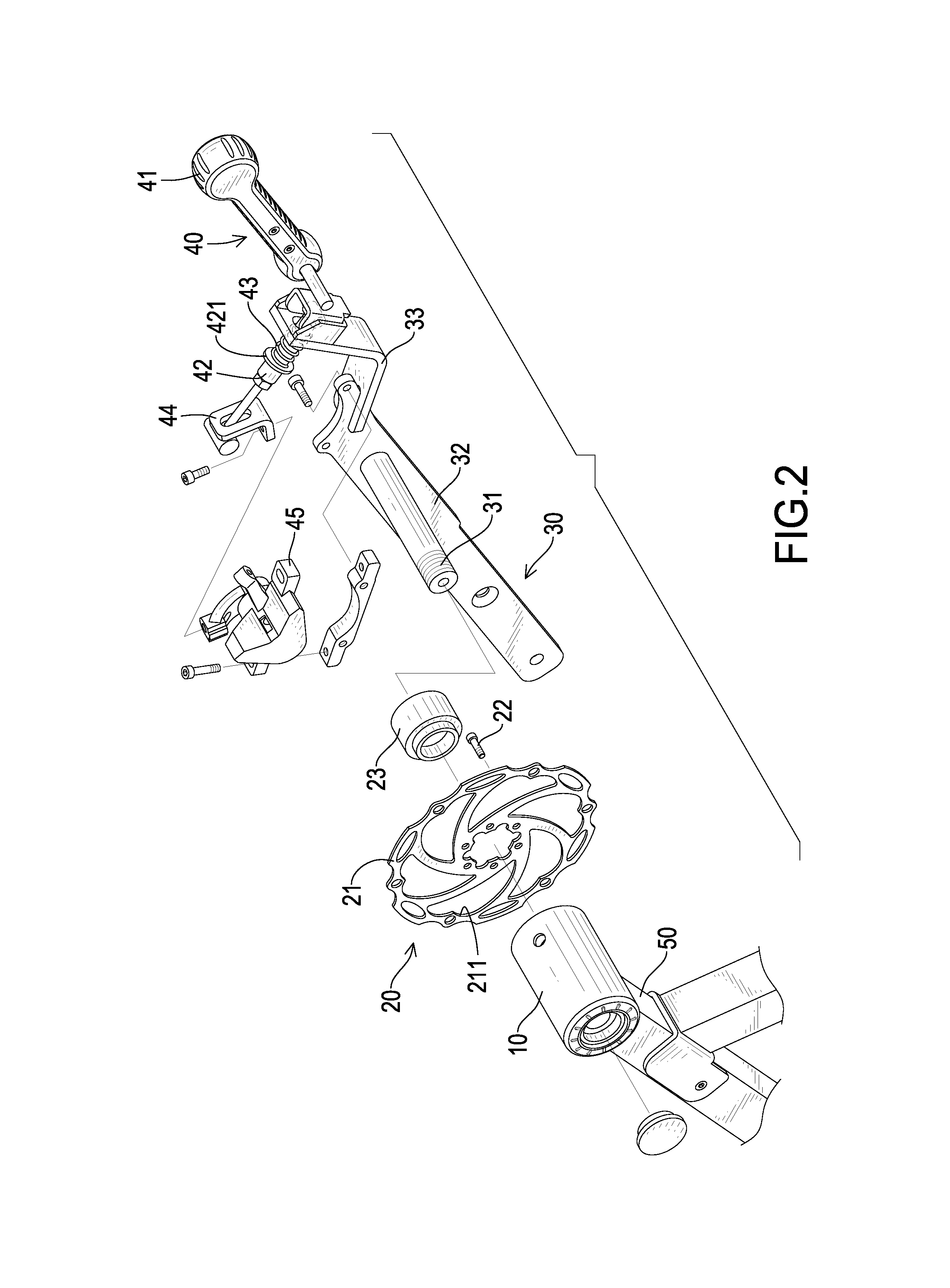 Disc brake device of an inversion table
