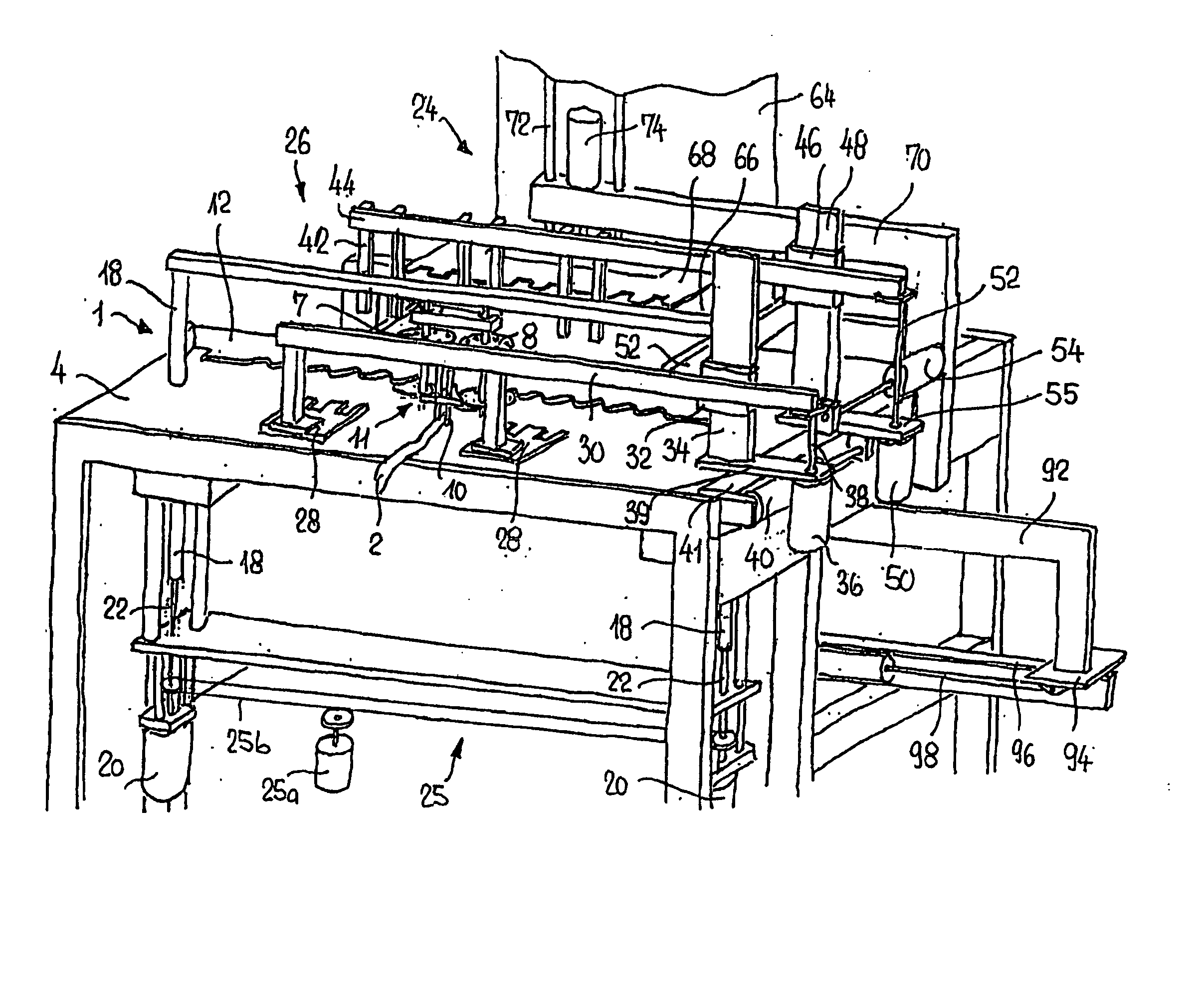 System for packaging a flexible web that is layered in zigzag loops, in particular a textile web