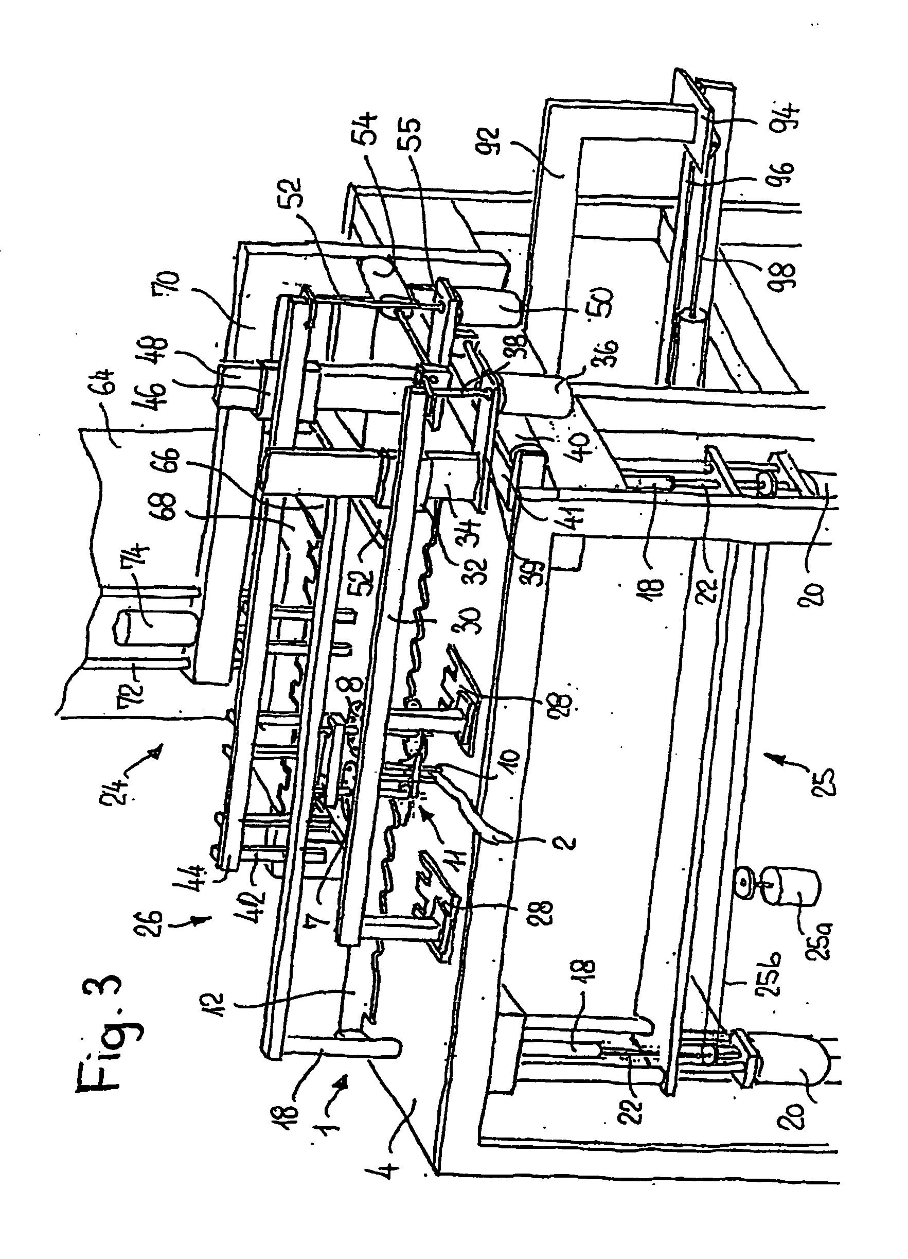 System for packaging a flexible web that is layered in zigzag loops, in particular a textile web