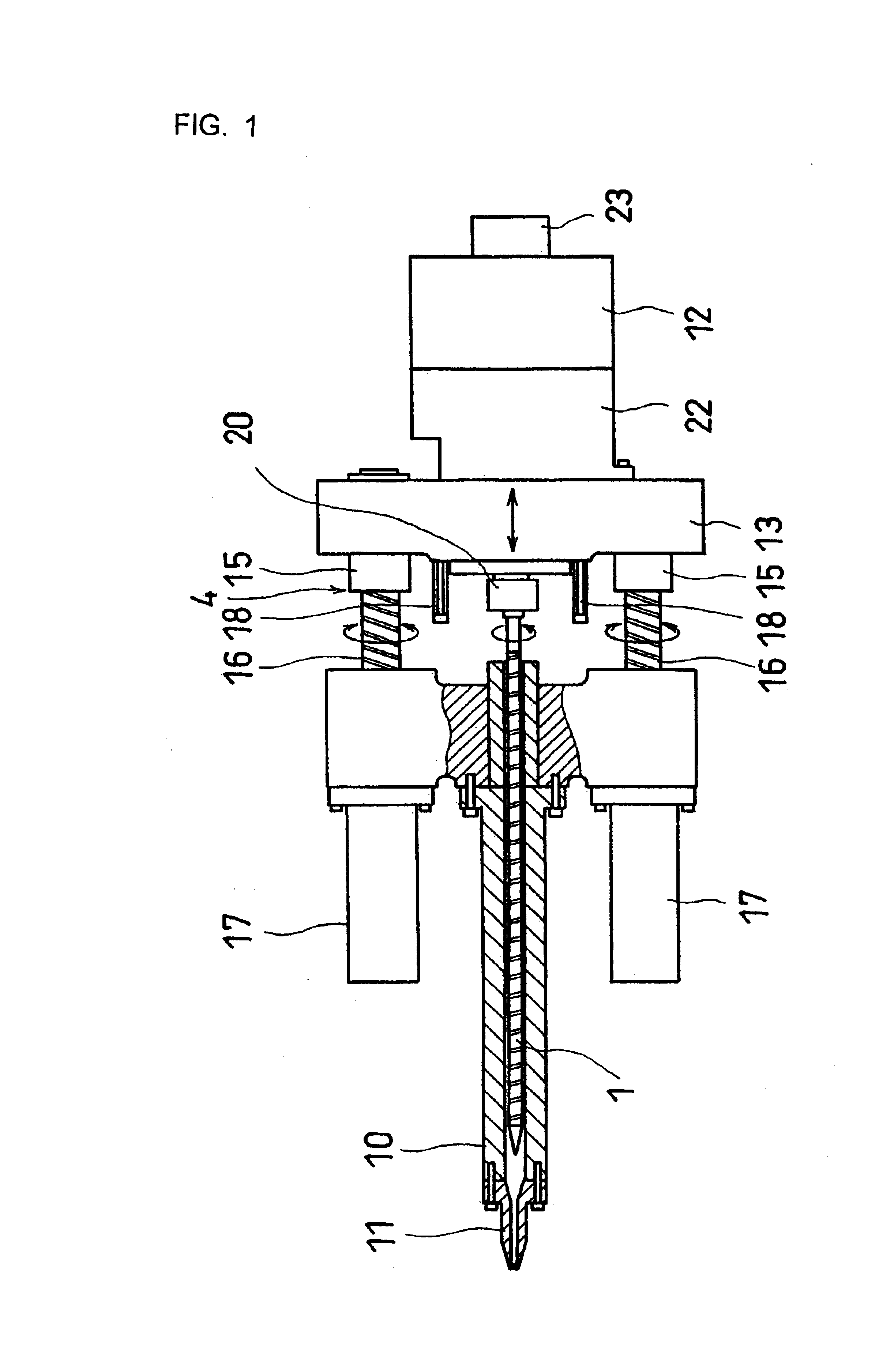 Injection molding machine having a screw support base moved by an actuator