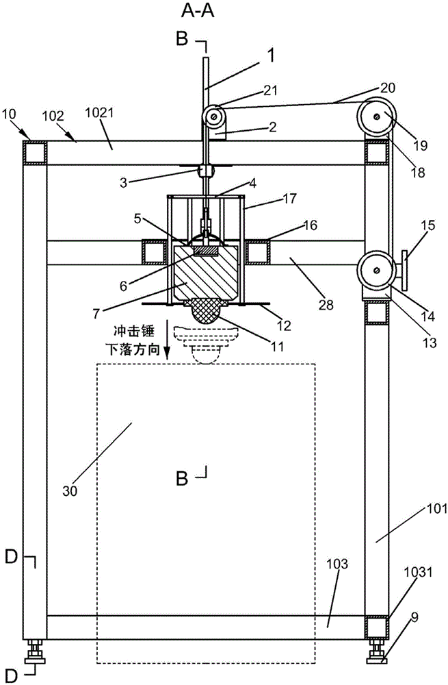 Washing machine cover impact test device