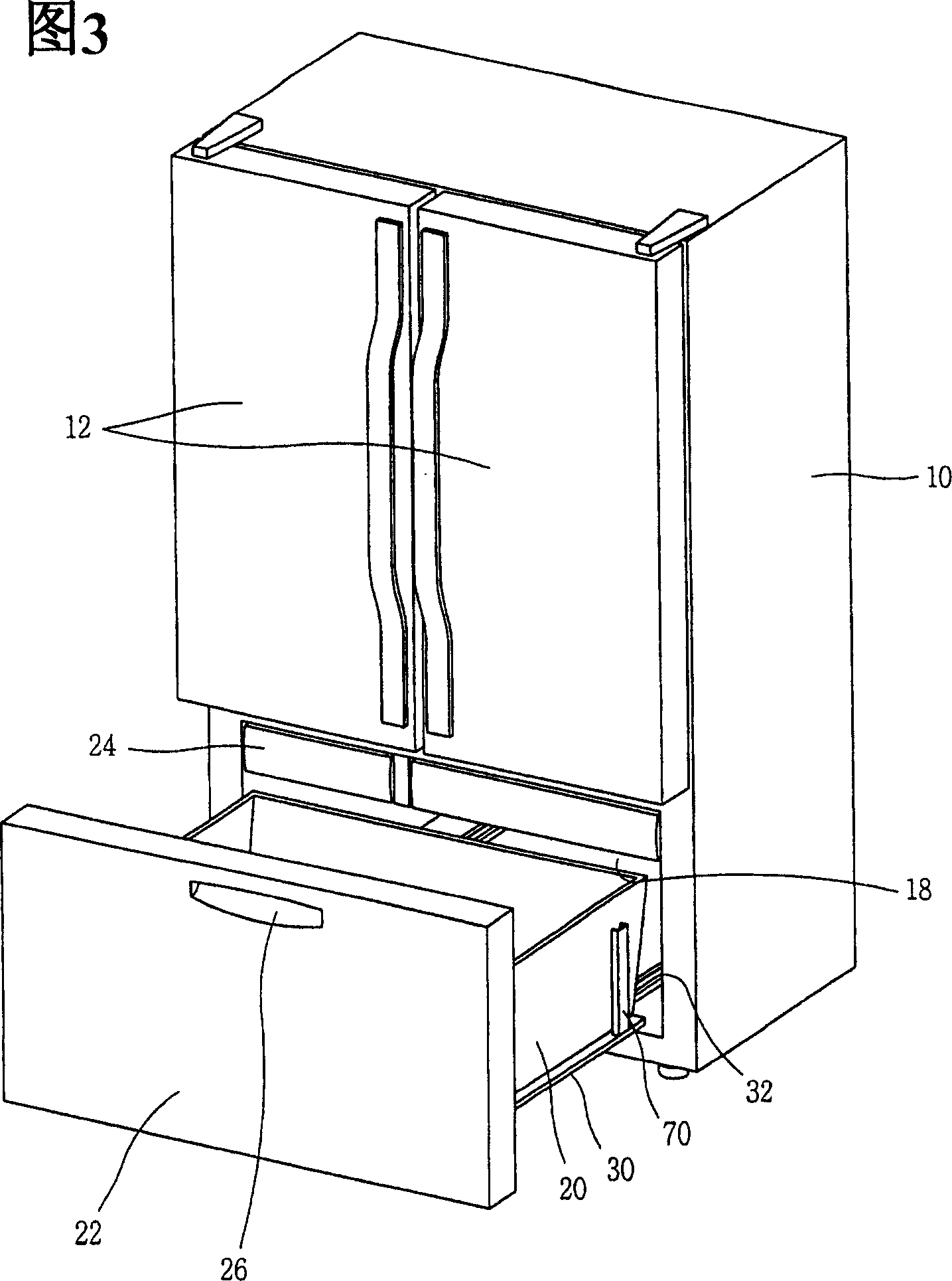 Bottom drawer type refrigerator having basket lift device
