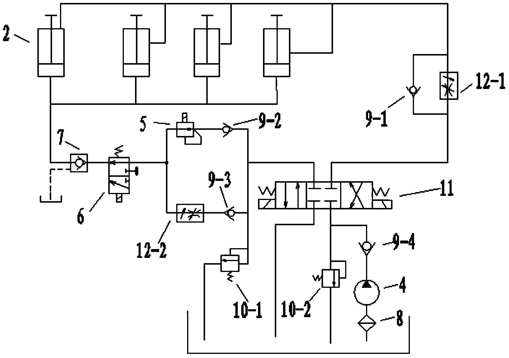 Large-scale structure weighing hydraulic control structure based on speed control