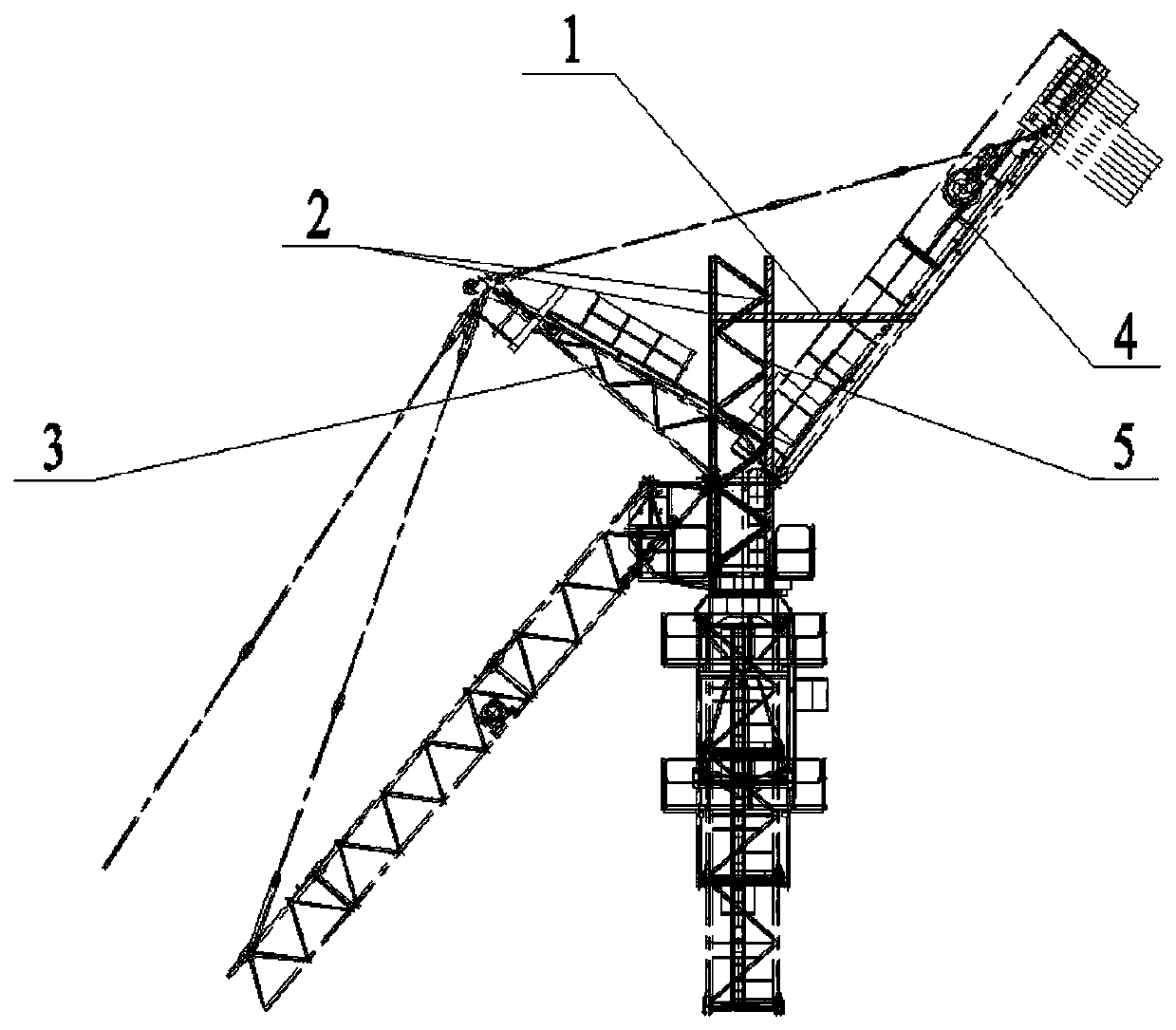 Removal method of large-arm fracture inclination of high-altitude towercrane