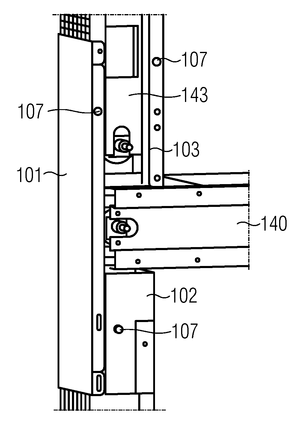 Device comprising rigid connecting bars for the conducting connection of first to second busbars
