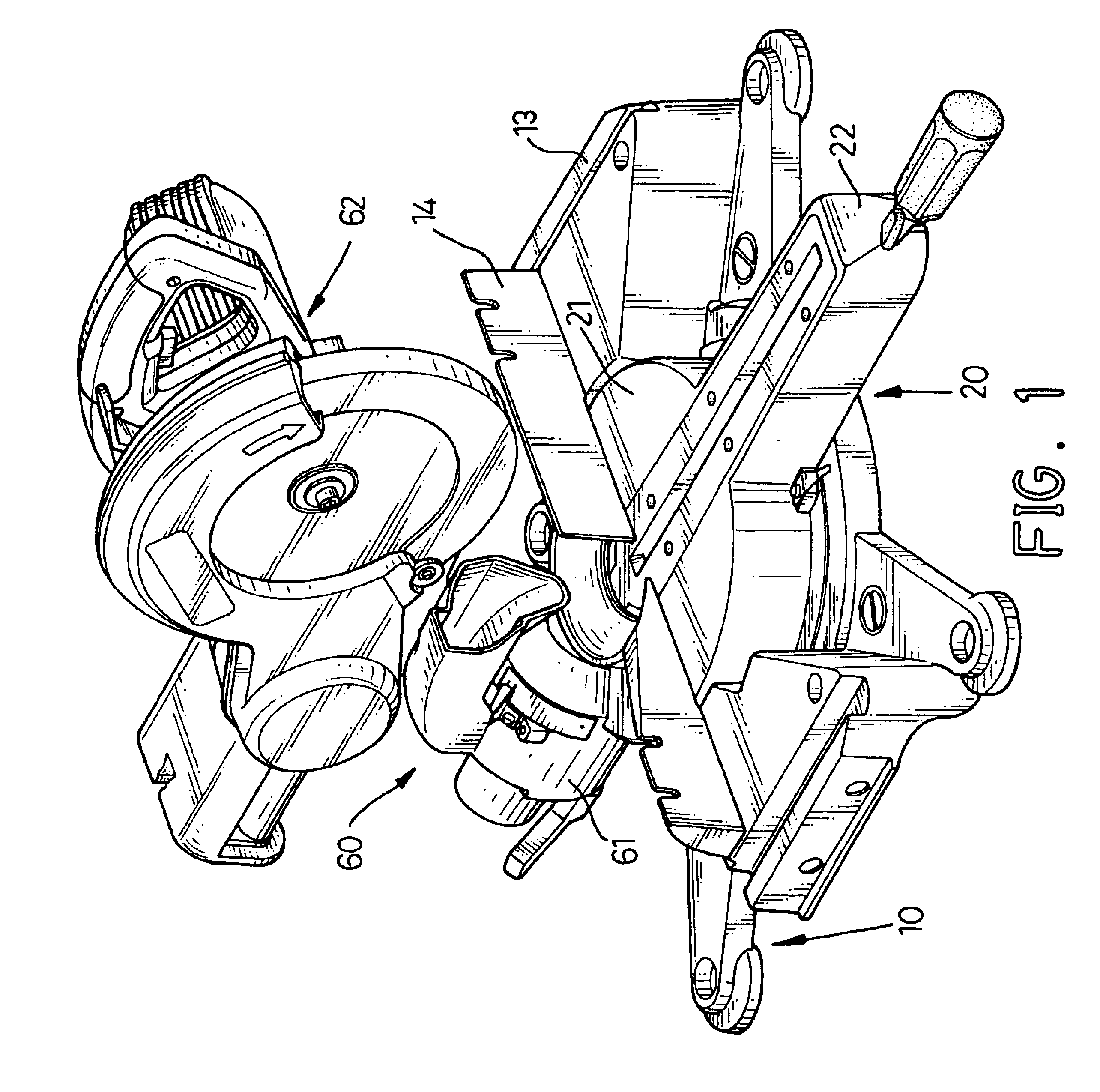 Adjustment device for a compound miter saw