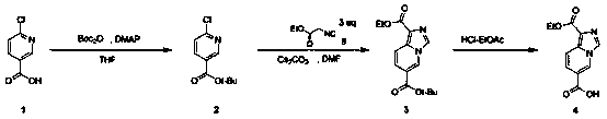 Synthetic method for 1-(ethoxycarbonyl)imidazo[1,5]pyridine-6-carboxylic acid