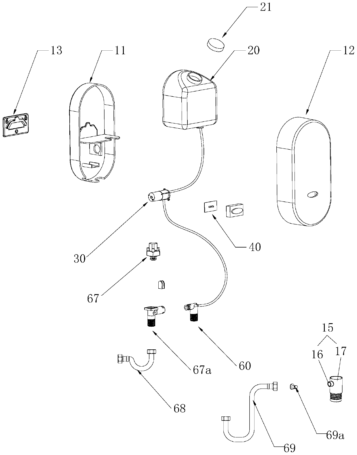 Sterilization and disinfection device, water tank and squatting pan